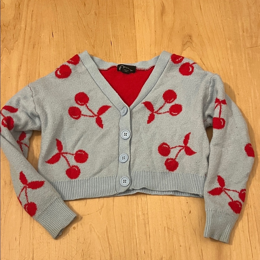 Art Class Cherry cropped Cardigan